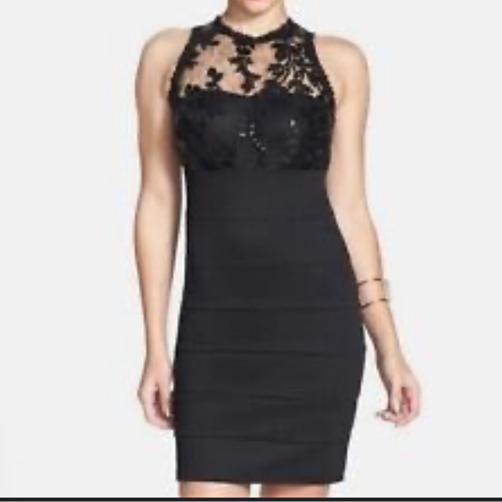 Black sequin bandage mini dress